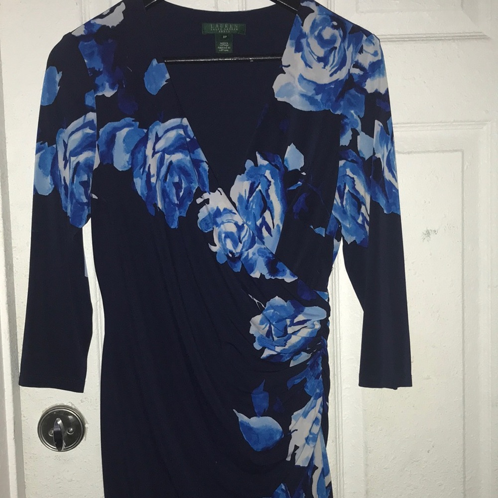 Lauren Ralph Lauren blue floral wrap dress